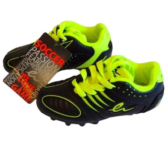 Eletto Kids Outdoor Soccer Shoes Cleats Mondo RB Jr. Black/Fluo Yellow Y9 - Picture 2 of 11